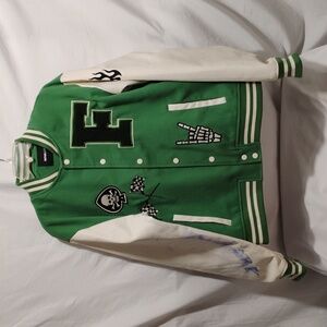 SALE! Novamen Biker Faux Leather Sleeves Varsity Letterman Jacket (BX22)